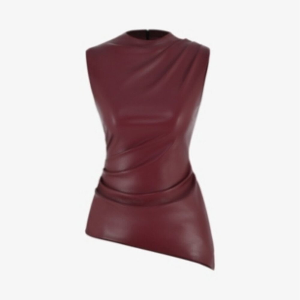 House of CB Allegra asymmetric PU leather and cotton-blend to